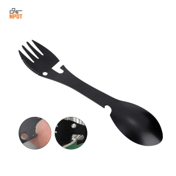 NPOT Multi-Function Portable Camping Tool 5 in 1 Stainless Steel Fork Spoon Outdoor Travel Picnic Cutlery Bottle camping cutlery